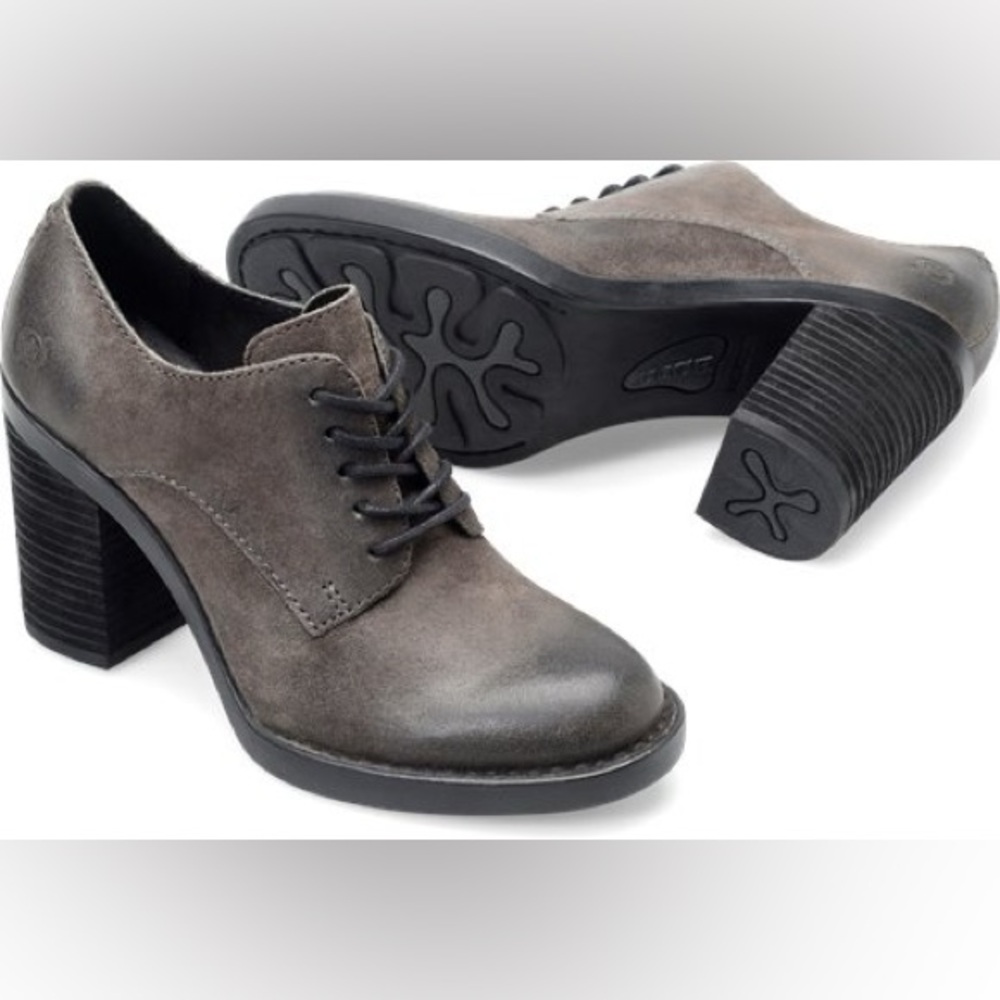 Born Women’s Jolene Grey Suede Distressed Oxford Heels Size US 6M